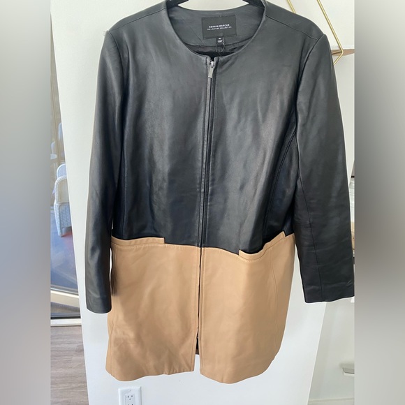 Neiman Marcus color block leather collection jacket - Picture 3 of 6